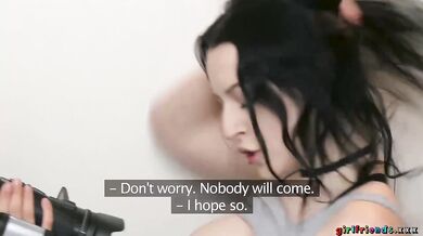Big tits goth blonde eats petite pussy in empty house XXX