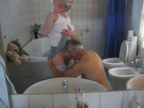 crosdresser having a blowjob by an old guy