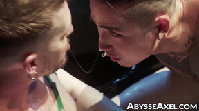 Rosebuds licking & hardcore assfucking fisting on the stage by stunning Axel Abysse