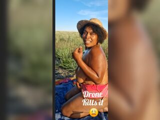DRONE CATCHES BLACK BBW MASSAGING HER BODY IN NATURE