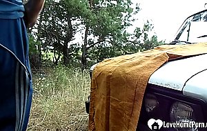 Kinky stepmom gets fucked intense on a car