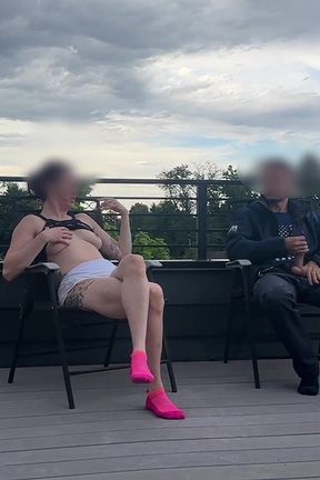 Dickflash Roof Cafe Adventure Cum Inside