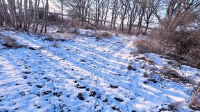 Topless Hiking in the Snow Getting Slapped