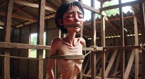 Extremely Skinny Girl in Bondage - Desperate in Brazilian Construction Site