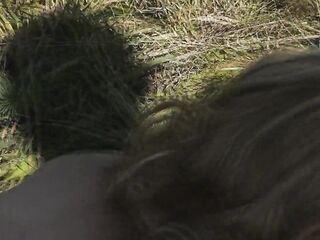 Pervert Masturbate on Sunbathing Bare Woman on Wild Beach and Spunk Fountain POV