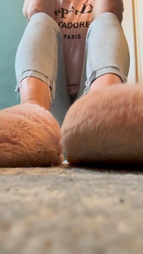 Soft pink morning slippers