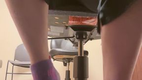 Under-Desk View – Sock-Covered Foot Tease While I Work