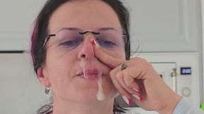 A river of yellow snot is flowing down my face 8K.