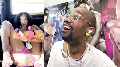 Sexy Tight Bald Ebony Pussy MissBNasty Squirting Hardcore As Fuck Inside Her Car