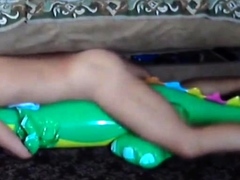 Twink Rides His Inflatable Alligator Sex Toy