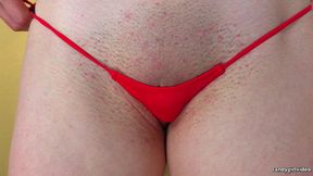 arielle lane - red micro thong try on hd