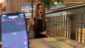 Having a Sex-toy In Her Pussy, a Slim Sexy Beauty Shakes With Non-stop Orgasms In the Shopping Mall