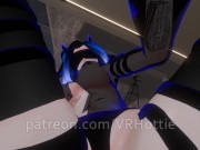 Blue Haired Devil Succubus in Straps Blindfold Rides For Senpai Tattoos POV Lap Dance Hentai Robe