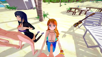 HOT FOURSOME WITH NAMI AND ROBIN - ONE PIECE PORN