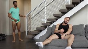 My gay roommate caught me masturbating in the living room