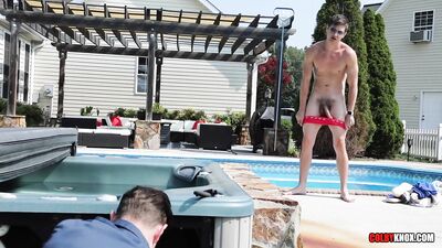 SEXY Uncut British Repairman Drew Dixon gets Dicked Down RAW by the pool