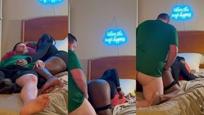 amateur homemade ebony sucking and fucking white guy in the hood