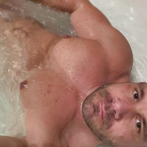 Taking a Bath in a Jacuzzi and Jerking My Cock