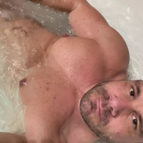 Taking a Bath in a Jacuzzi and Jerking My Cock