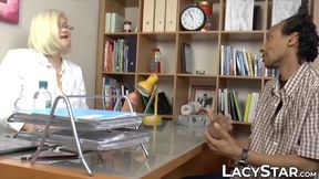 Blonde MILF Lacey Starr gets BBC deep in her throat and pussy