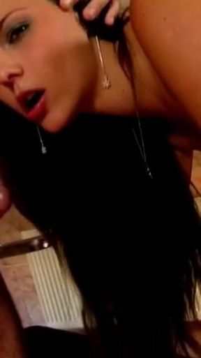 Brunette like a big cock in her ass