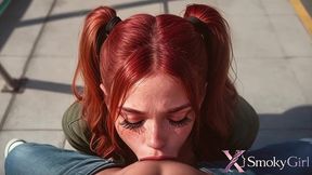 the bus driver fucked a sassy redhead slut for smoking at the bus stop! he showed that bitch how to behave in public with his huge black cock!! [ai]