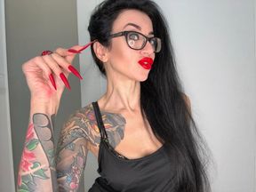 Finger snapping, long fingers with RED matte color Long nails, palms and fingers sucking