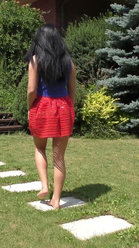 Fresh air for the pussy 4K No Panties Short Skirt in Garden   Clip 1