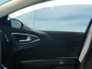 TS jerk off and cum in car