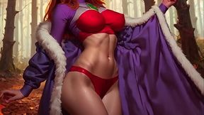 Sexy red outfit tease! Bouncing big tits dance! Cartoon girl