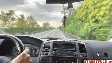 Wet for Warsaw hitchhiker strips for a ride with her cherry candle