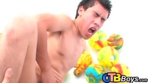 Sexy Latino twink moans from pleasure during hot train fuck