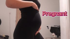 Indian stepsister shows her pregnant belly how big it is then takes off her pants and shows her ass and big pregnant breasts in panties then masturbates in the bathroom