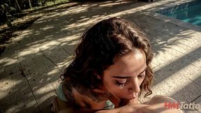 i was sunbathing near the pool, a guy came and fucked me in all holes and came inside me. [ai]