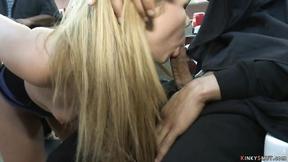 Tied blonde anal fucked in public shop