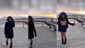 petite exhib en public sous ce froid norvegien