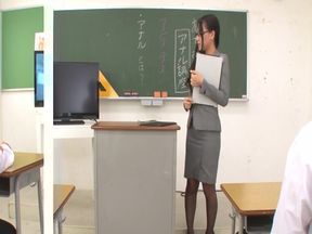 Cutest Japanese Scene-3 Beautiful Asian Teacher Ren Azumi Teaches Her Students How to Fuck From Behind