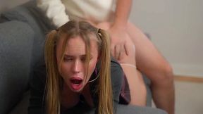 Slid into the student's panties to cheer her up. Banged her silly and unloaded down her throat