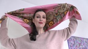 Beautiful Satin Headscarf Demonstration, JOI Lady Victoria Valente