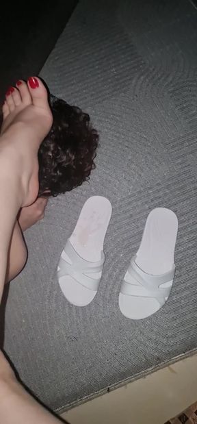My Cuckold Slave Cum on My Slipper