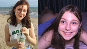 Hooking Up At The Beach - Cutie Makes Him Cum Three Times !