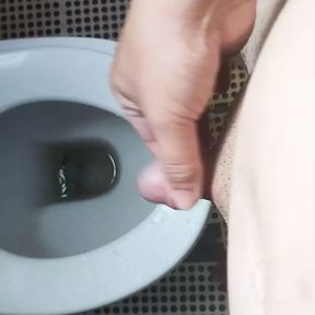 Cute tiny uncut cock pee and have small cumshot in the morning