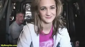 Shy girl's first rough bangbus bang