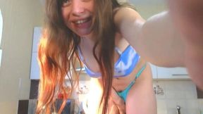 She Couldnt Hold It Alice Wets Herself in Blue Bikini