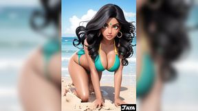 Jaya Anjali bikini dance at beach (Ai model)