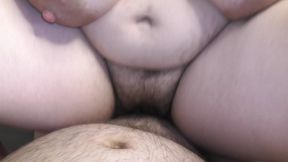 Big boobed slut wife Milky Mari ride on her hubby cock in cowgirl position in sloppy seconds sex after cheating