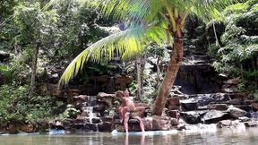 couple real sex in a waterfall in thailand