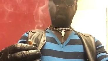 Black Muscle Smoking & Nippleplay Compilation Geared in Leather Latex Denim Attire