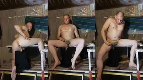 big & jelly riding and sliding deep in ass. horny on the sauna