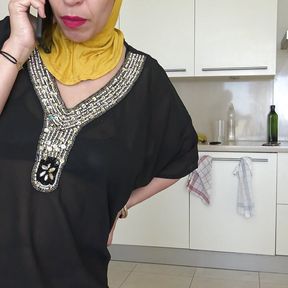 A sexy arab woman with a big ass cheats on her husband on camera